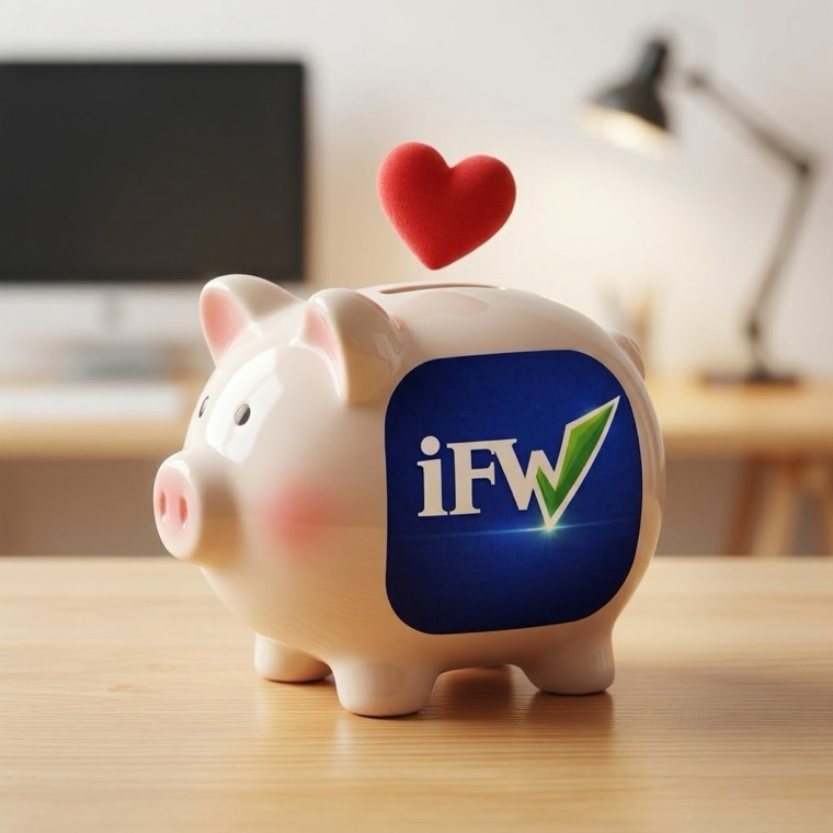 An iFinallyWill piggy bank with a heart, representing sponsored family planning